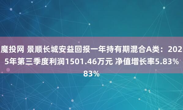 魔投网 景顺长城安益回报一年持有期混合A类：2025年第三季度利润1501.46万元 净值增长率5.83%