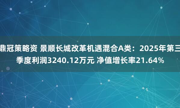 鼎冠策略资 景顺长城改革机遇混合A类：2025年第三季度利润3240.12万元 净值增长率21.64%